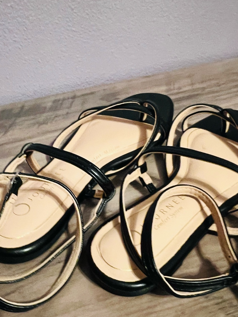 Journee Collection Black Strappy Ankle Wrap Sandals - Picture 3 of 5